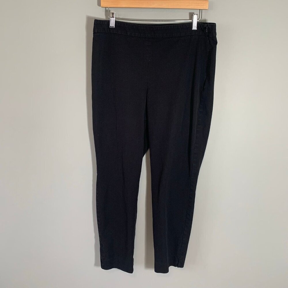 Talbots Chatham Ankle Pants Womens 12P‎ Black Side Zip Slim Leg Stretch Trousers